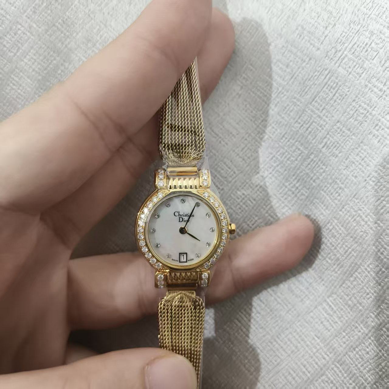 95新 DIOR/迪奥 石英表后镶钻盘24腕18/256101093