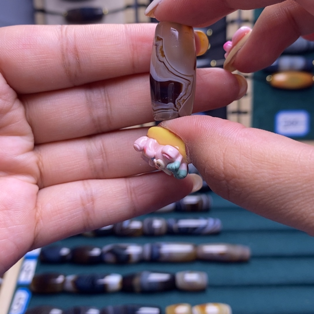 百***花玛瑙/玉髓合金颈饰