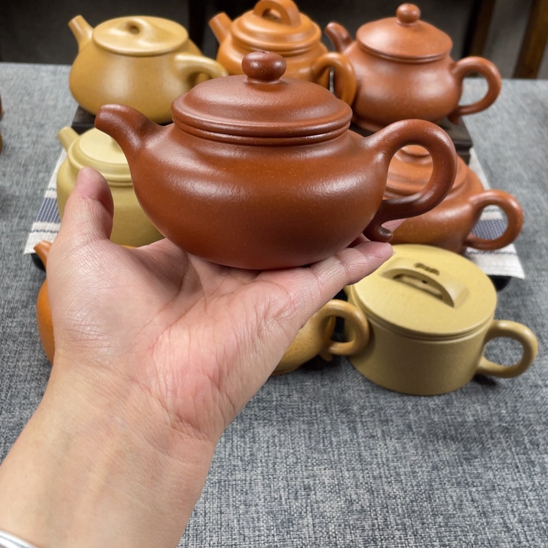 紫砂茶壶红降坡仿古全手40目210