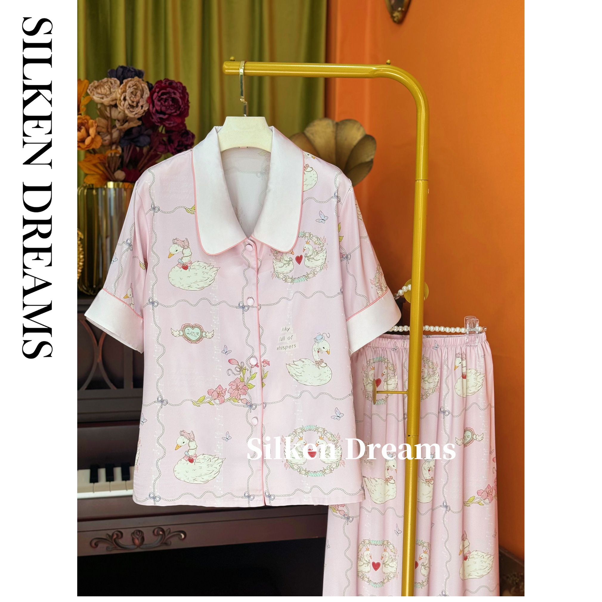 【睡前故事｜天鹅剧场】夏季可爱时尚潮流外穿睡衣家居服套装7