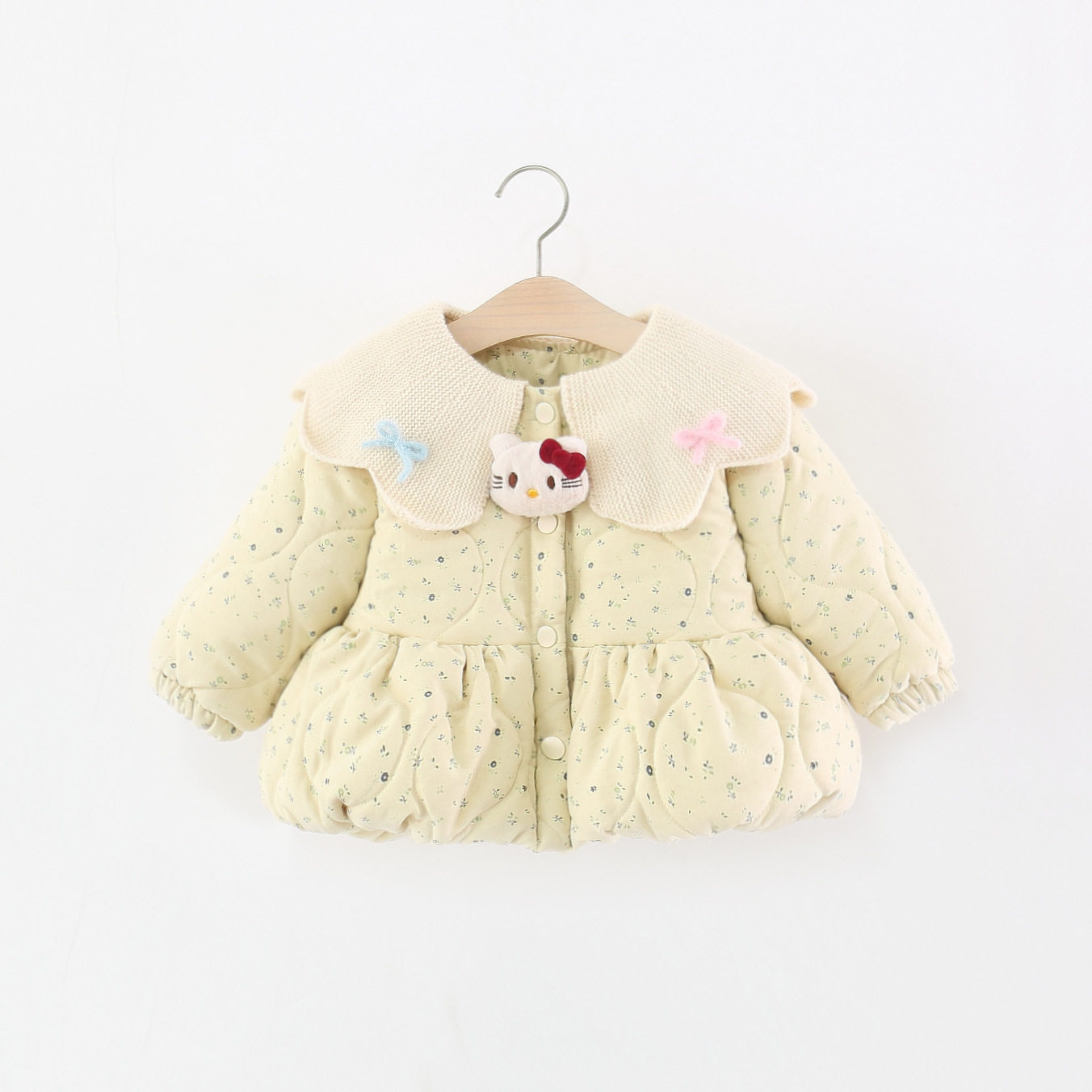 童装女童棉服冬季婴儿童女宝宝卡通甜美可爱碎花棉衣外套加厚加绒