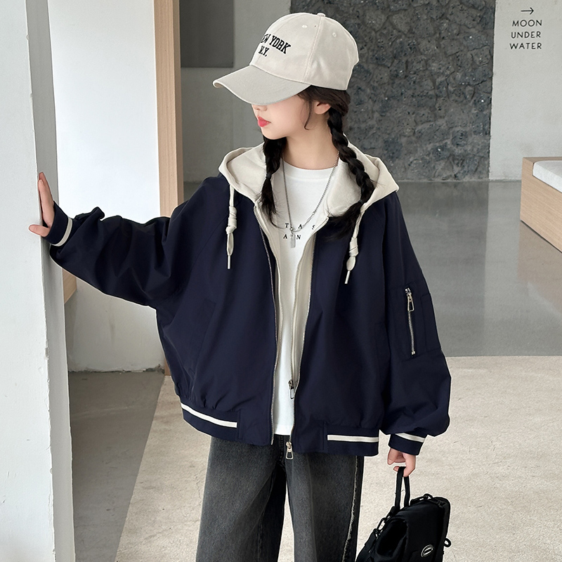 女童棒球服外套春秋装2025新款儿童洋气休闲夹克女大童假两件上衣