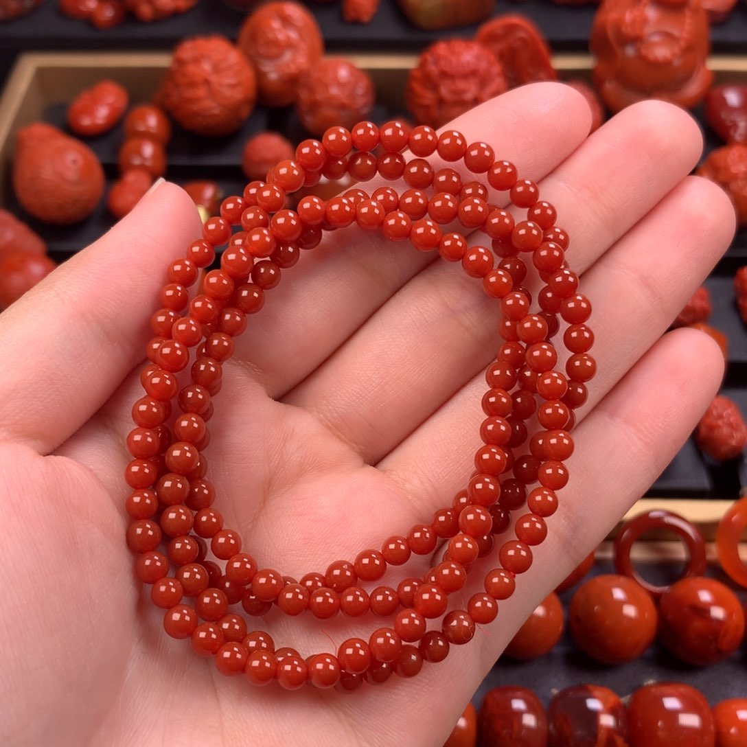 未镶嵌小米串4.3mm南红玛瑙