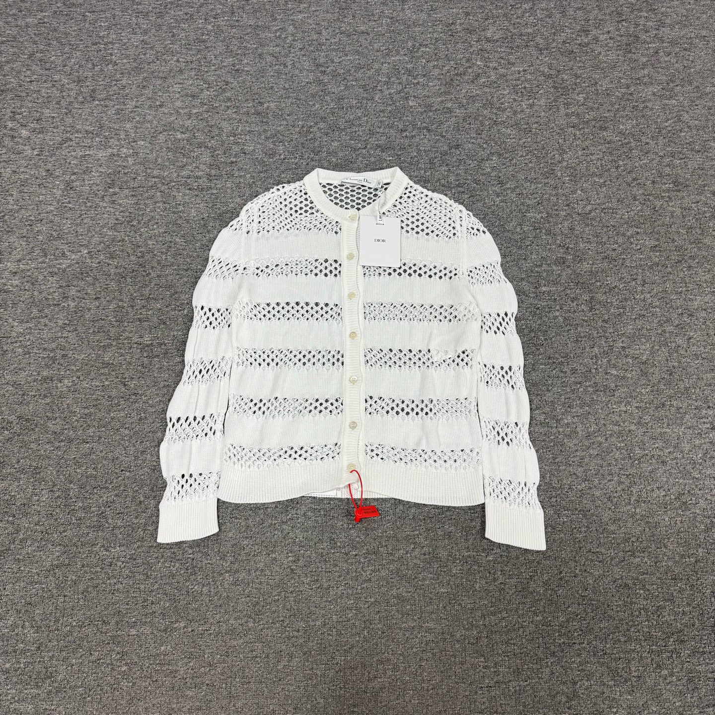 99新 AMIPARIS Dior 迪奥 白色 针织镂空开衫 36码 99新