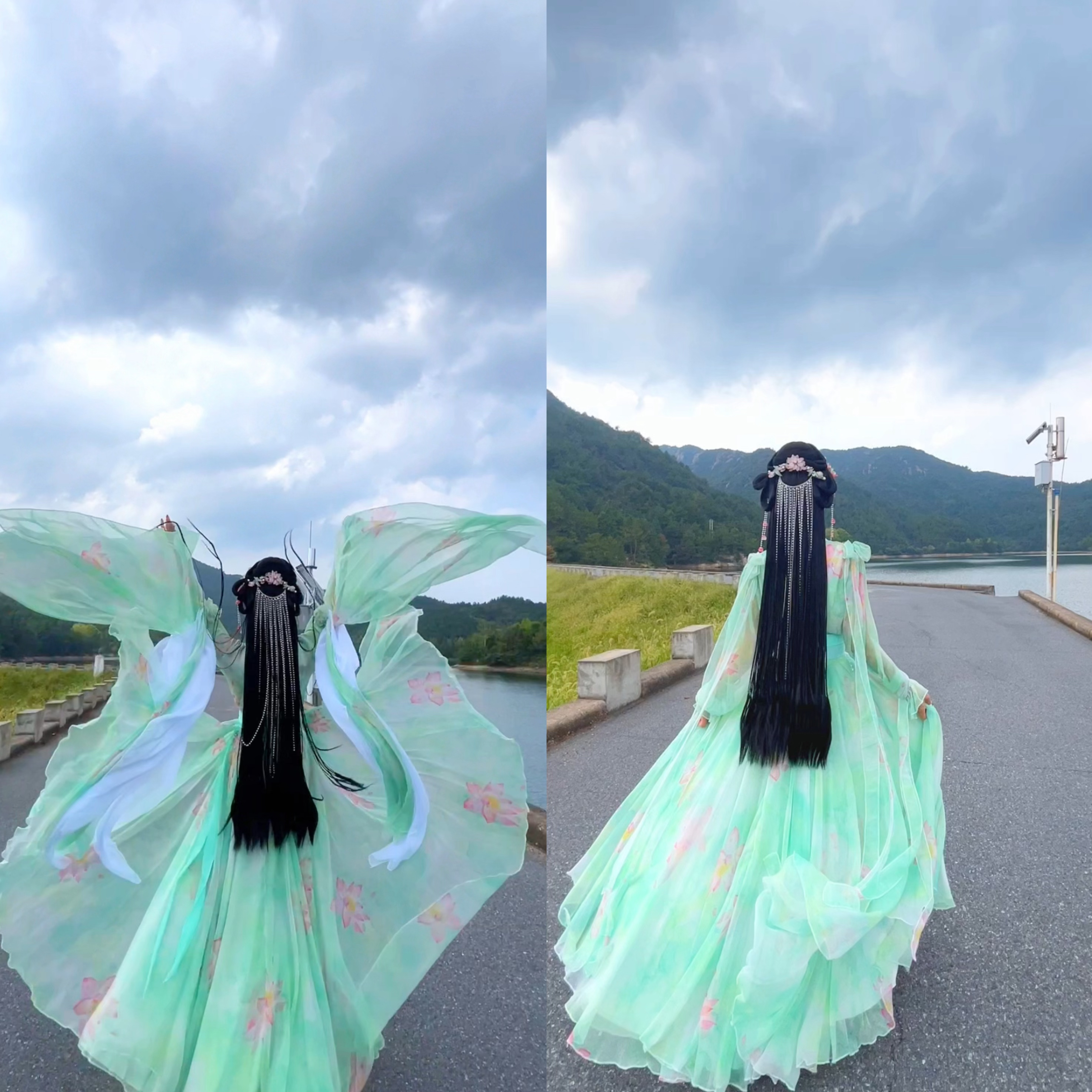 【十二花神之荷花】荷花印花晕染超仙古风影视服装