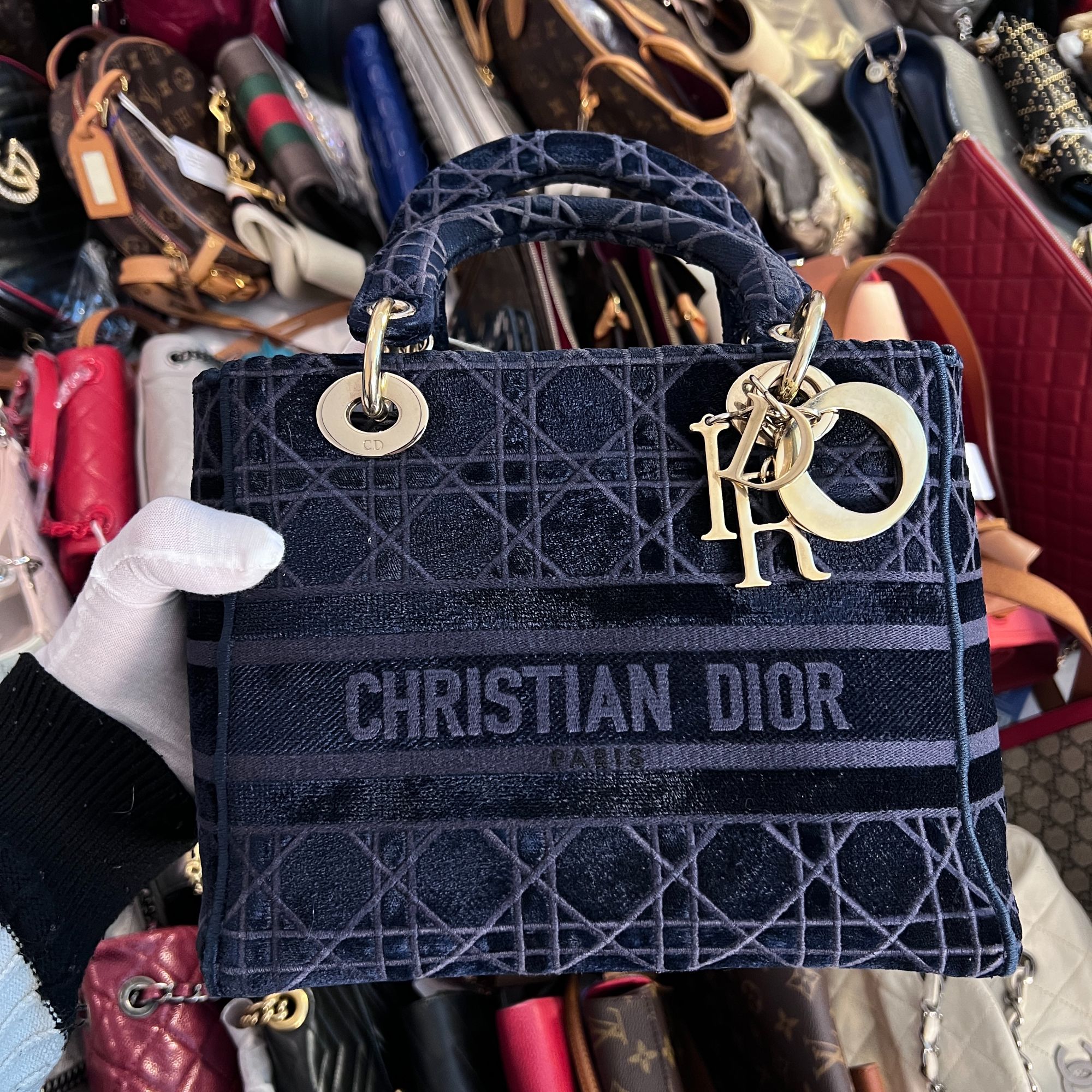 95新 DIOR/迪奥 午夜蓝五格戴妃/龙龙在包展