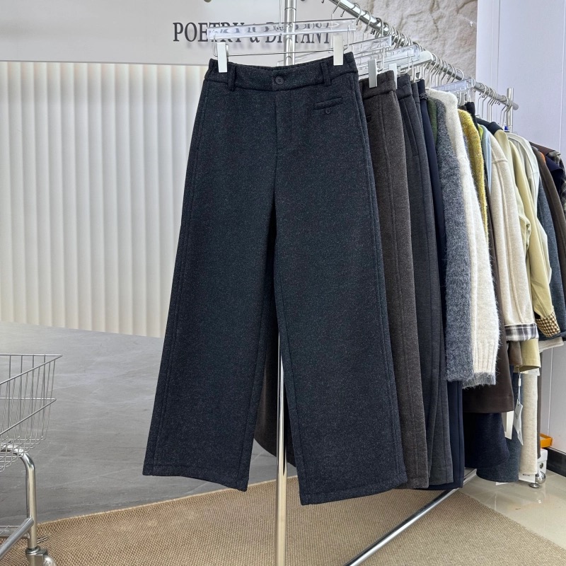 2677秋冬韩版气质九分毛呢直筒裤女显瘦百搭款
