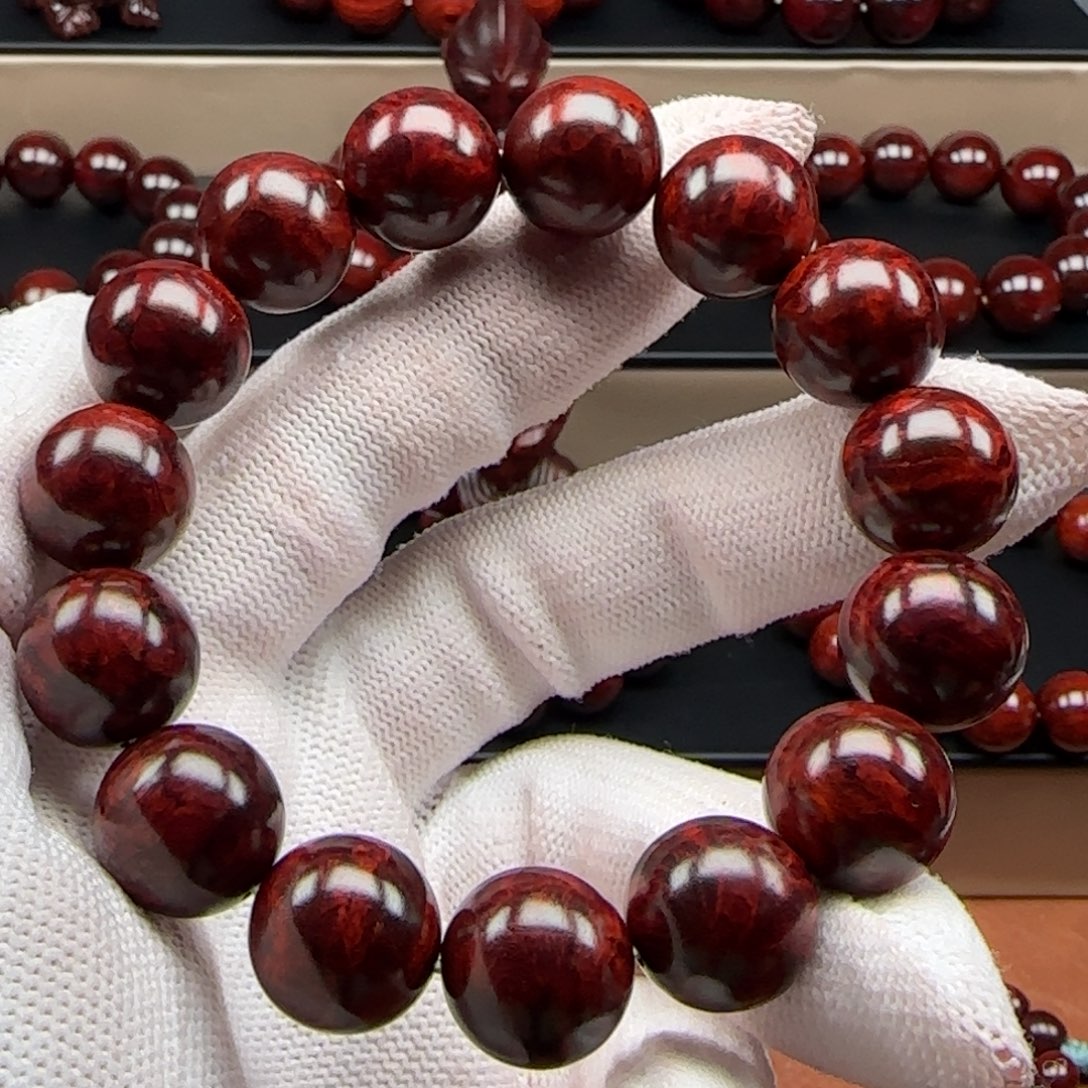 六***纵小叶紫檀手串/手链原生态印度小叶紫檀1.5爆满瘤疤