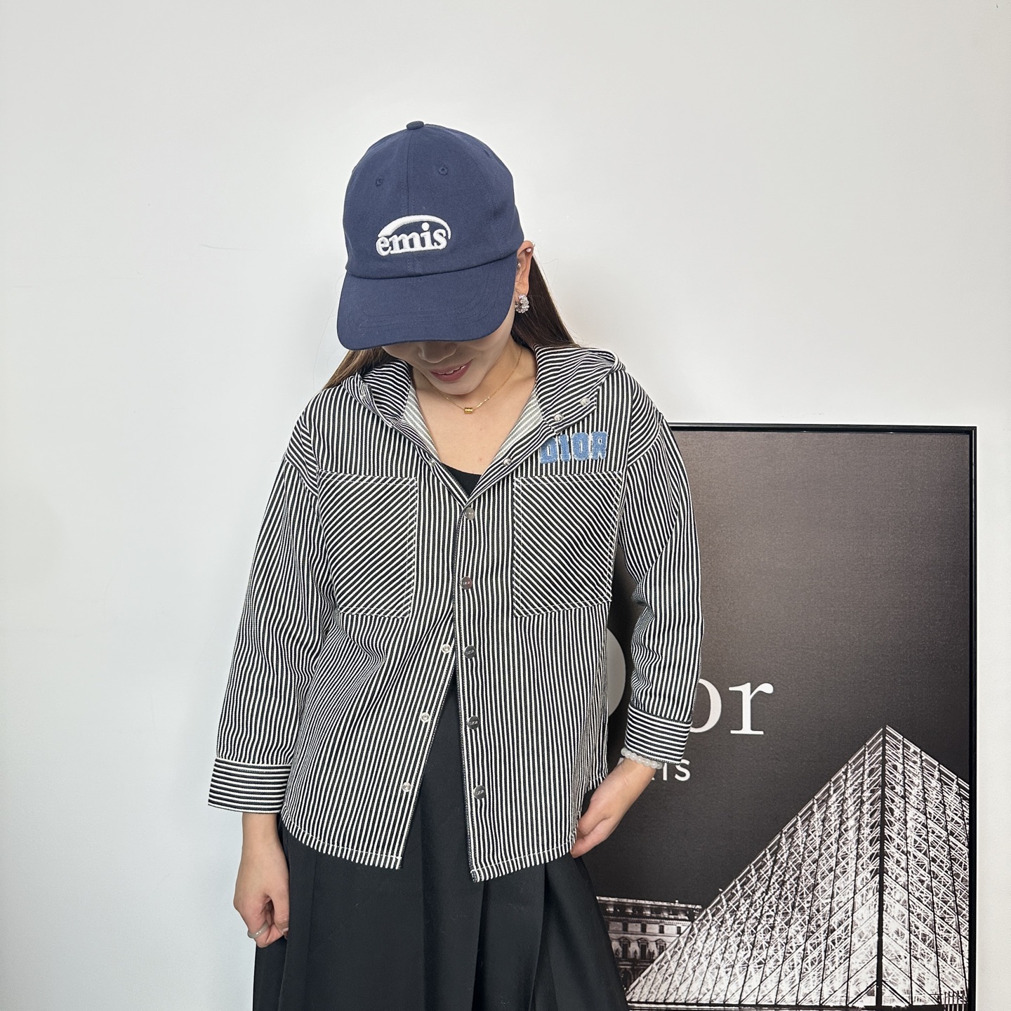 未使用 DIOR/迪奥 babyDior长袖条纹夏季秋冬连帽衬衫外套124926