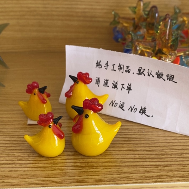 琉璃手工艺品咕咕鸡一对