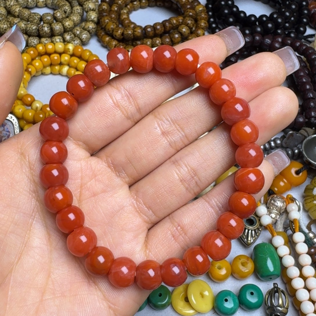 泥塑泥塑藏式手串南南红