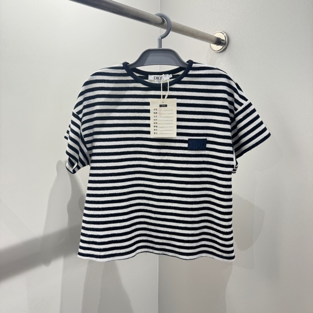 99新 DIOR/迪奥 aa567/蓝白条纹短袖T恤 棉 12码
