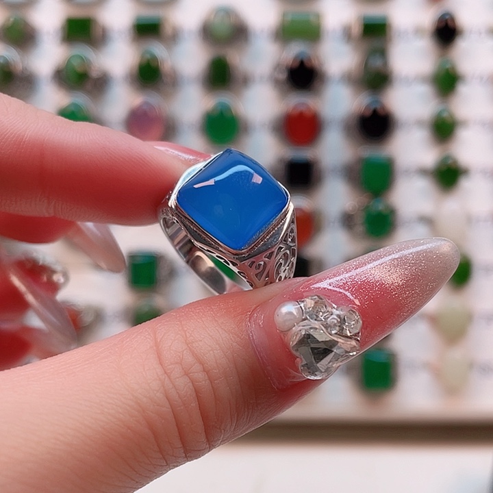 玛瑙/玉髓戒指银S925镶嵌傑**宸