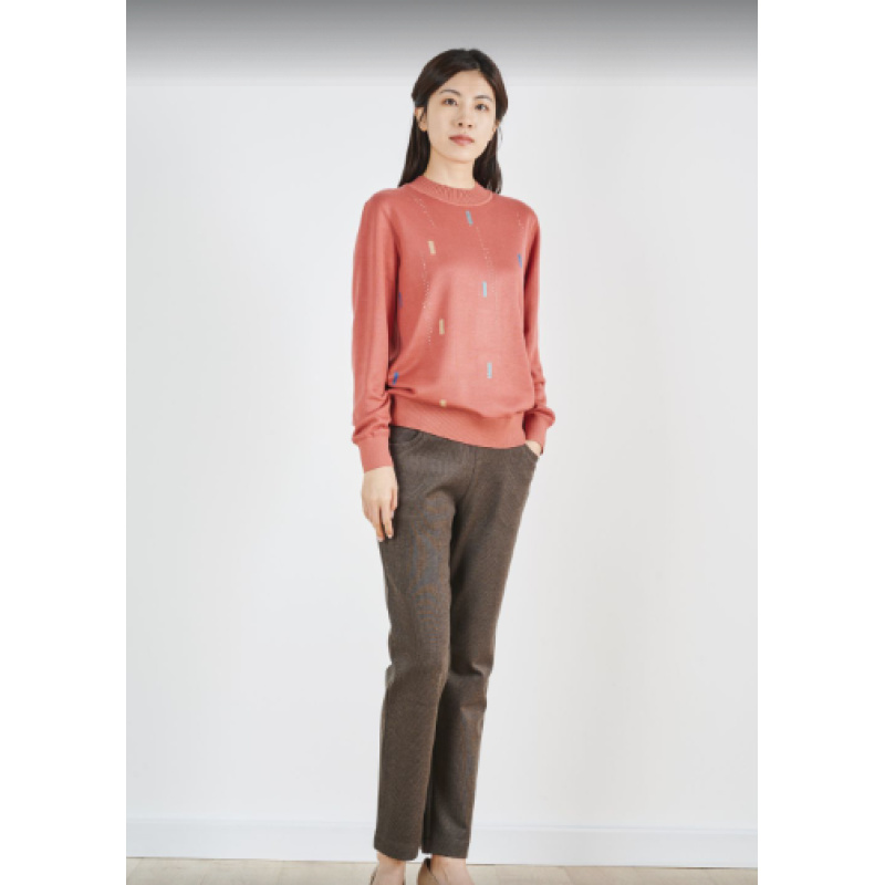 2922WKR224 女士竖条毛呢小直筒裤