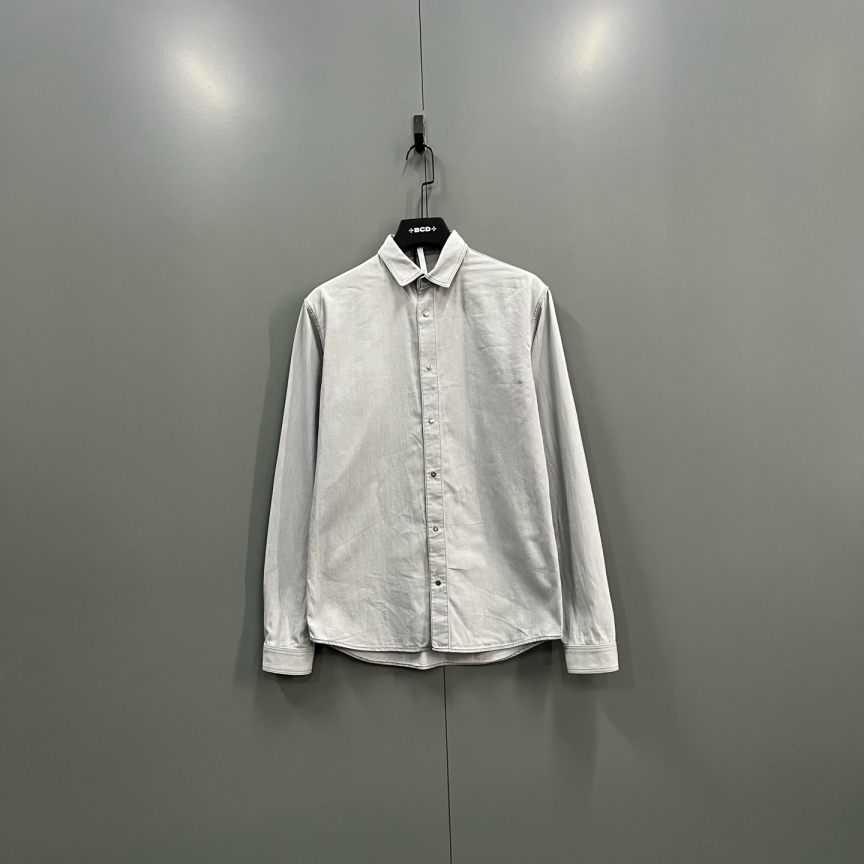 95新 DIOR/迪奥 （ll）灰色翻领长袖衬衫 38码/020631