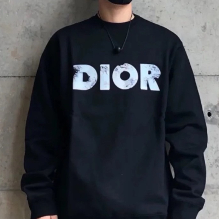 99新 DIOR/迪奥 001782 黑色棉质3D徽标印花长袖卫衣 M码