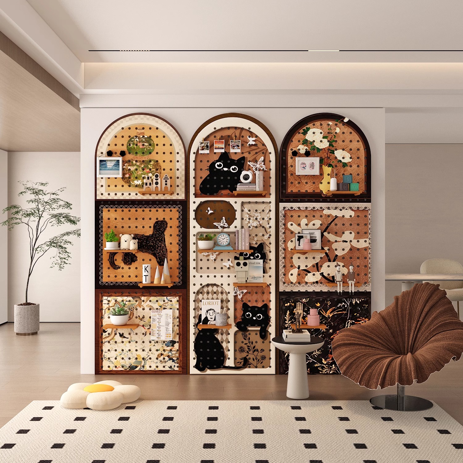 实木洞洞板定制入户玄关墙上置物架阳台书房隔板收纳架挂板展示架