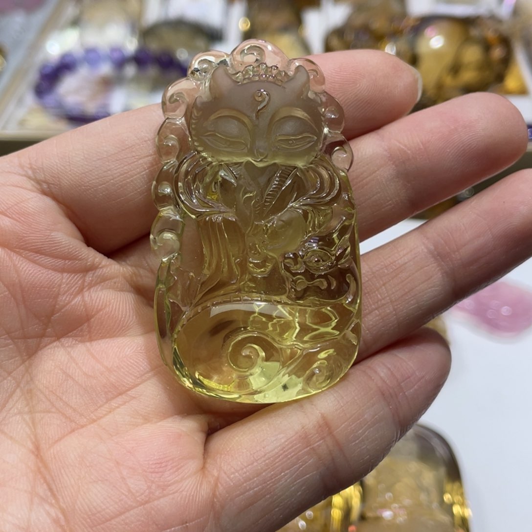 水晶颈饰未镶嵌柠***?定制