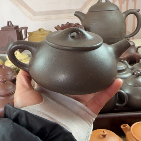 紫砂茶壶梨皮天青300c c