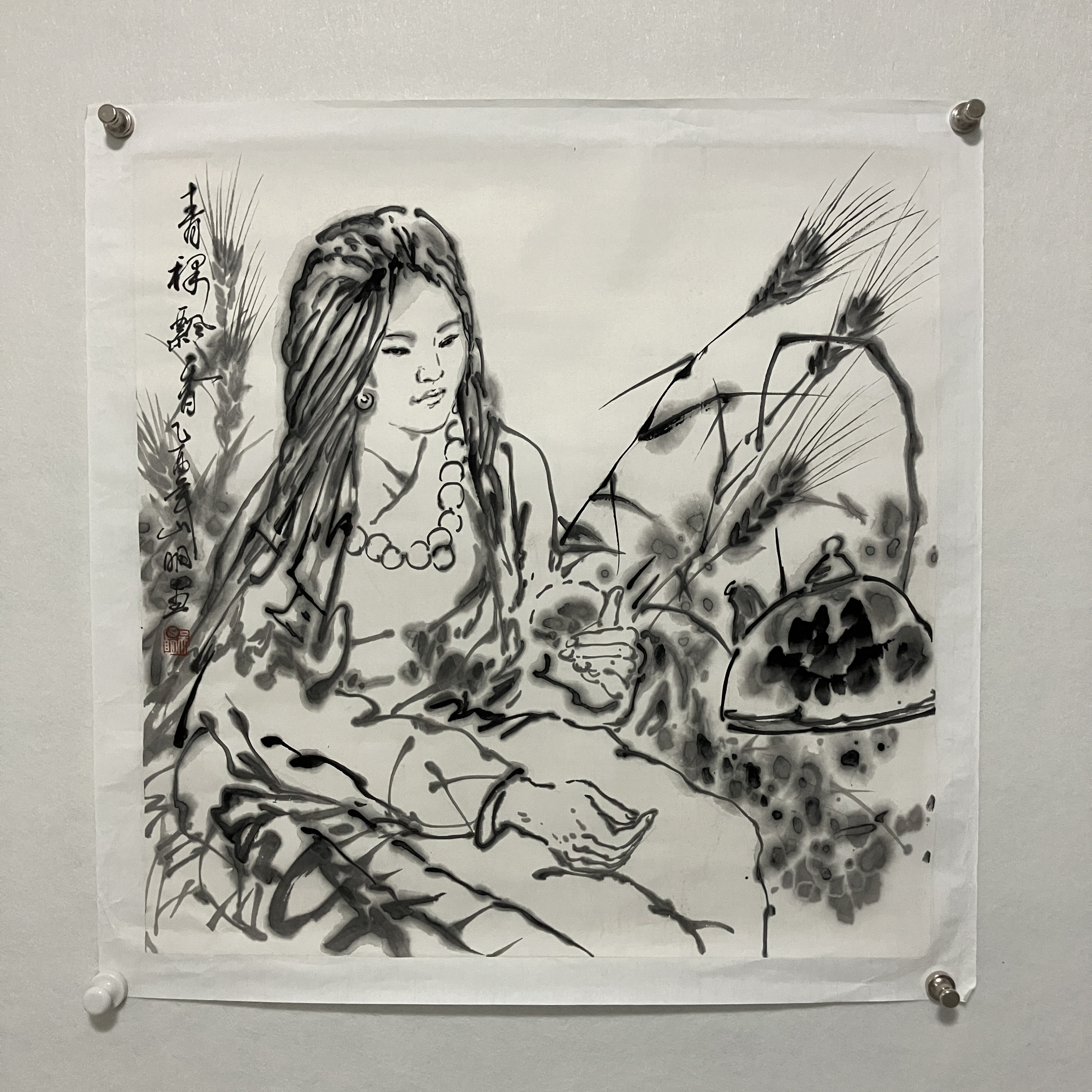 666  青稞飘香 纸本水墨68×68cm