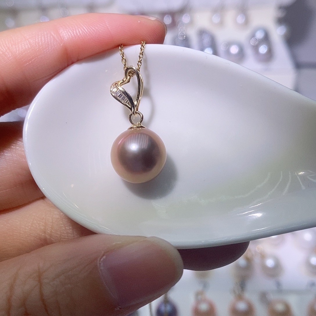 淡水珍珠吊坠(赠链)银S925镶嵌尺寸11/12毫米
