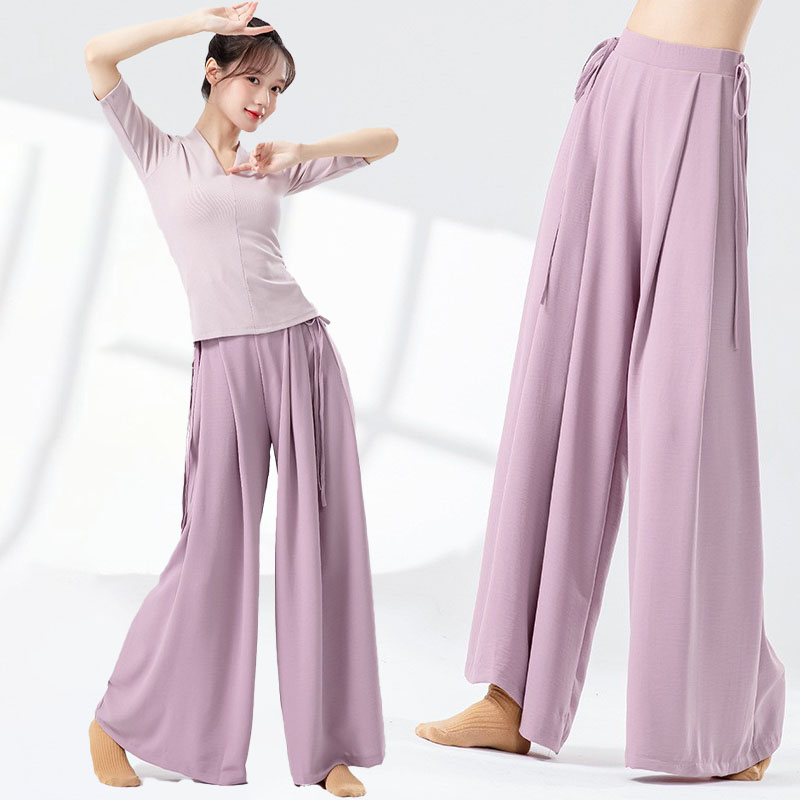 古典舞蹈服女练功裤垂顺飘逸直筒阔腿裤舒适显瘦宽松演出舞蹈裤