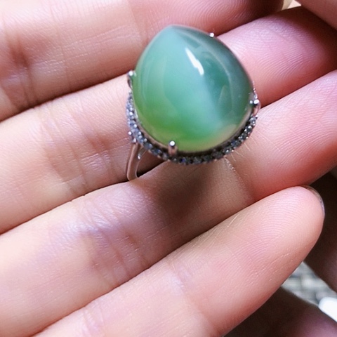 和田玉银S925镶嵌戒指