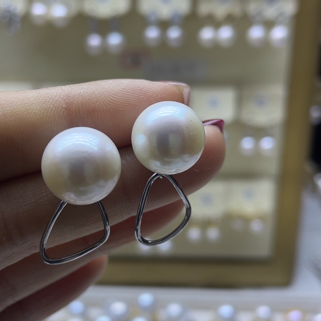 淡水珍珠耳饰银S925镶嵌