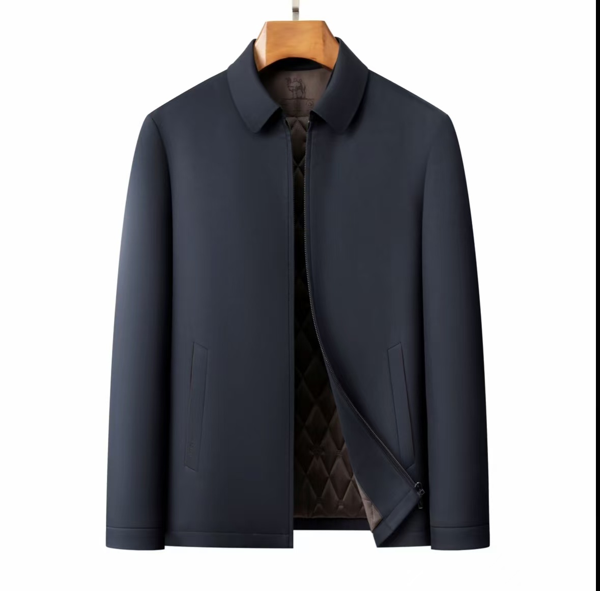 翻领男士外套冬季驼绒棉服百搭防风保暖中老年爸爸装棉衣