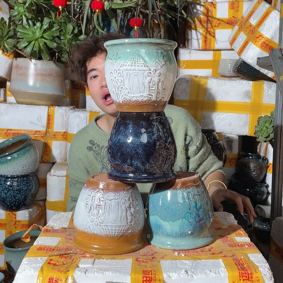 红陶宜兴紫砂花盆