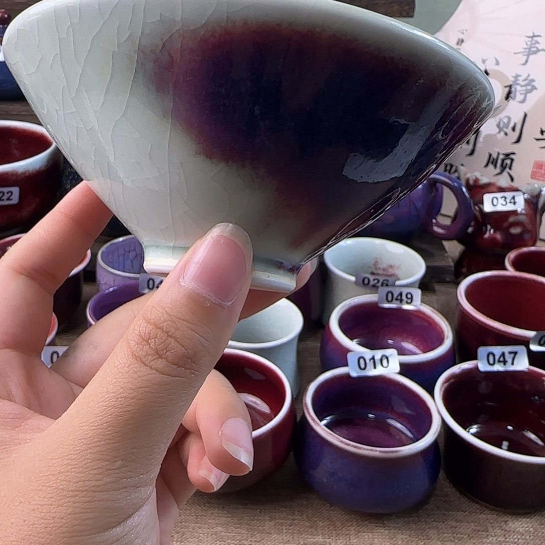 窑变之美钧瓷茶具微瑕