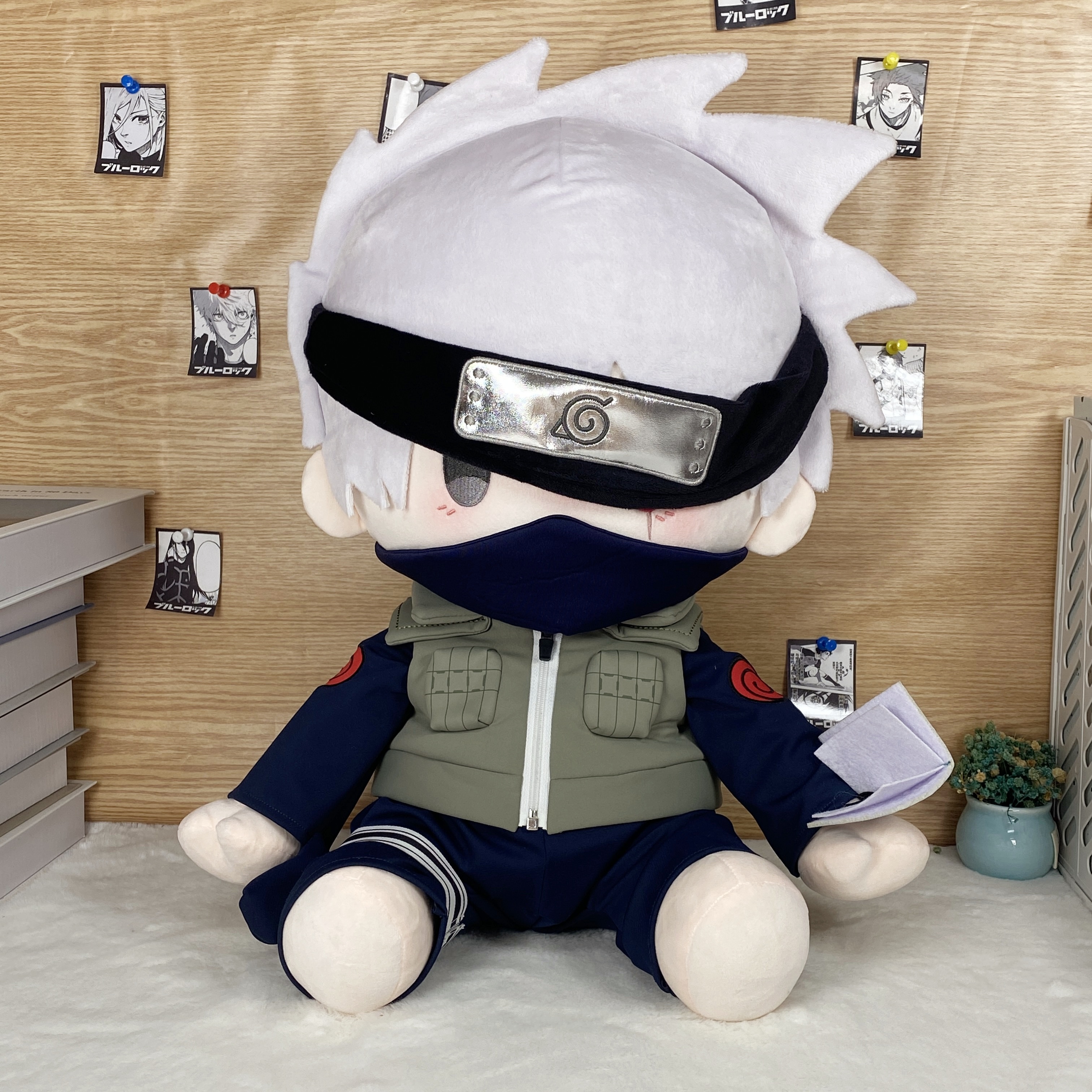 【卡卡西尾款专用】火影忍者旗木卡卡西40cm坐姿棉花娃娃含娃衣