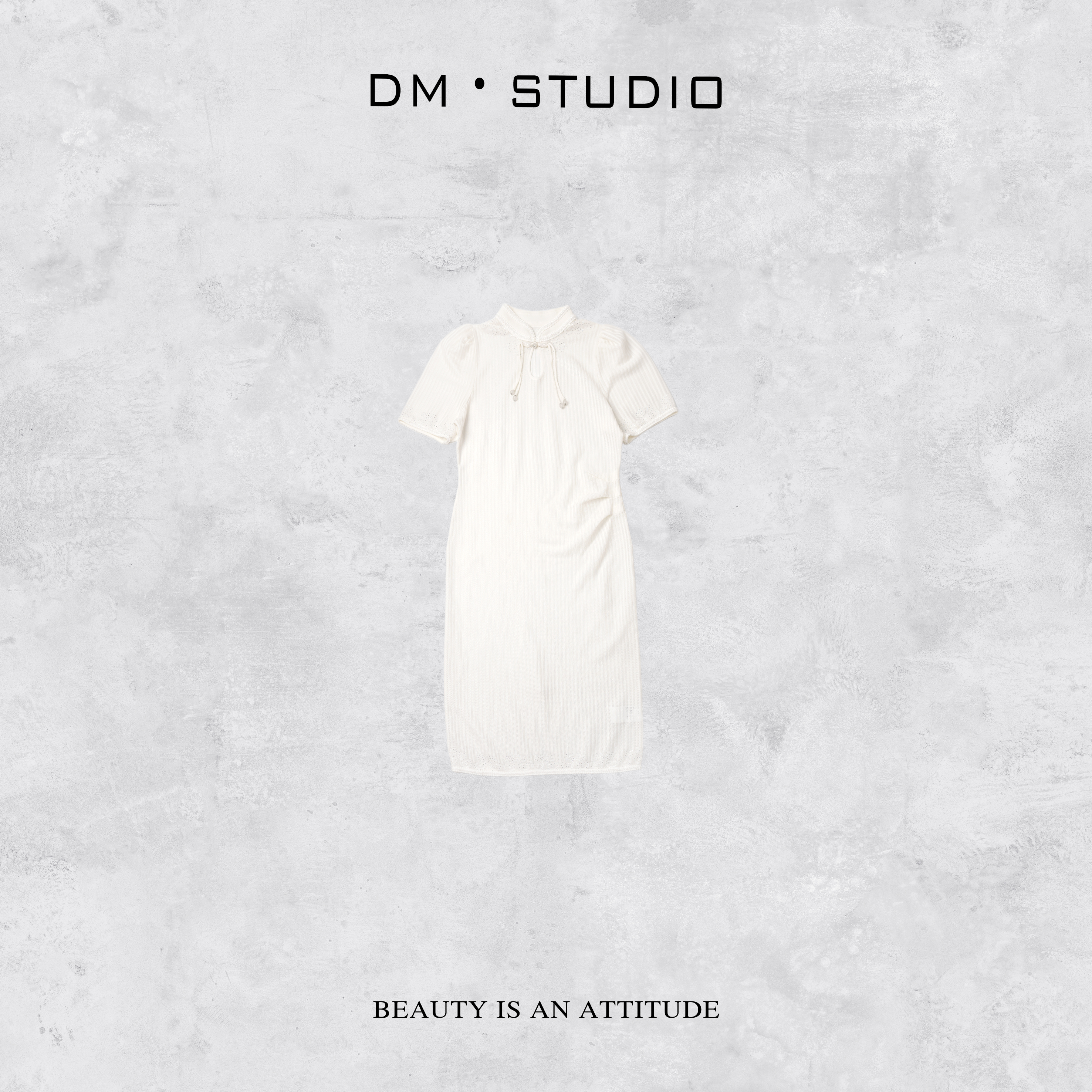 DEDM•STUDIO/静奢高级感气质烫钻立领旗袍款连衣裙2504LYQ/24B26