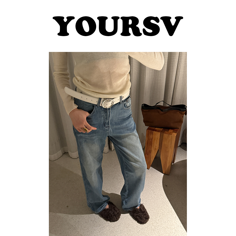 【YOURSV】「斯密达浅牛」冬季韩版时尚浅色牛仔裤设计款磨白中腰裤子