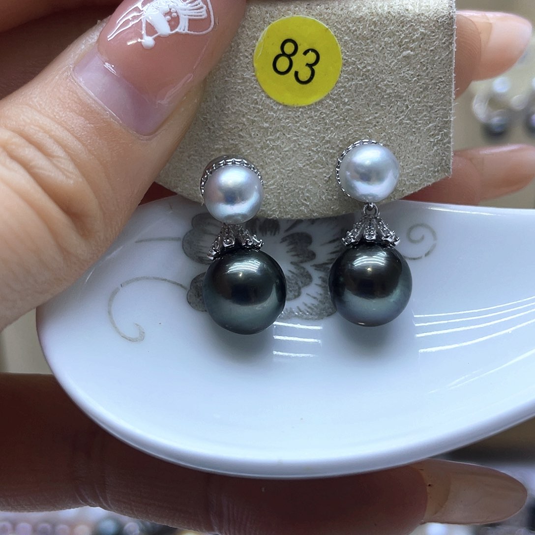 海水珍珠耳饰银S925镶嵌