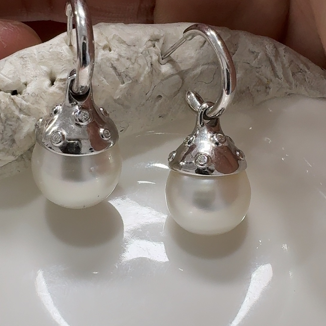 耳饰海水珍珠银S925镶嵌