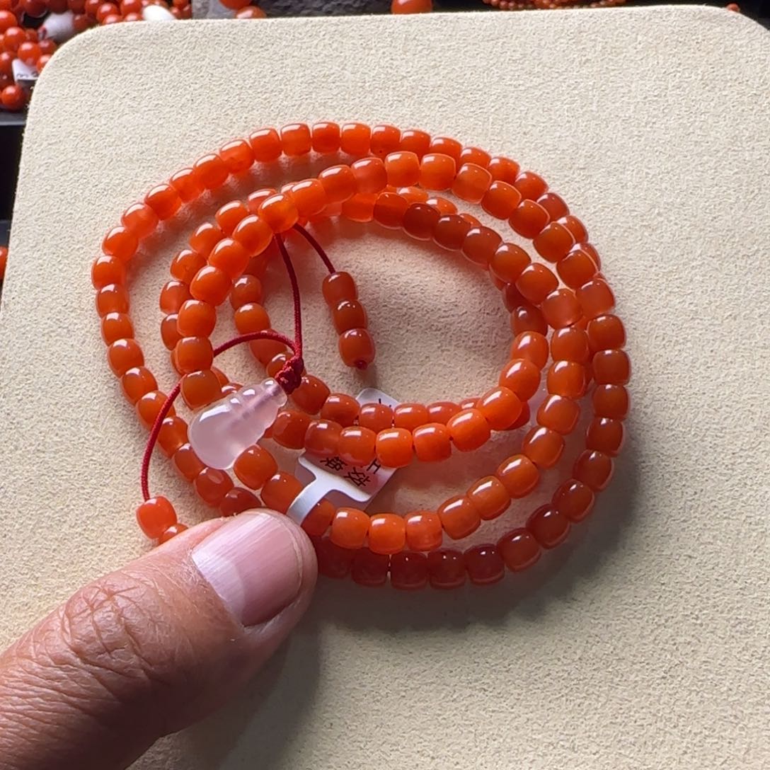 南红玛瑙手链未镶嵌大黑洞直切5.8