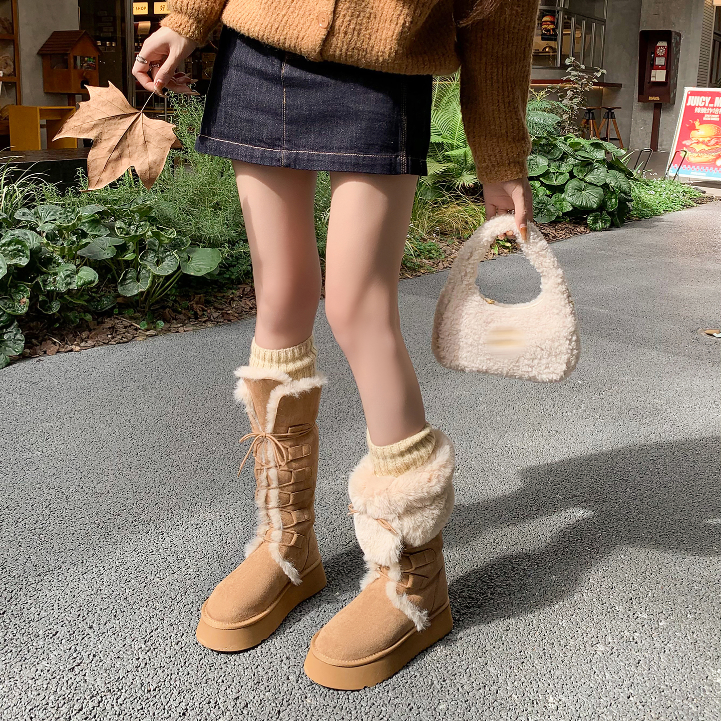 SEMIR中筒轻职风网红秋冬时尚雪地靴棉鞋短靴冬季保暖百搭