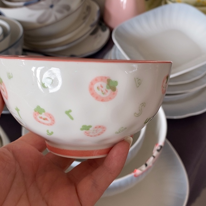 瓷福利款粉色米饭碗20个不退不换