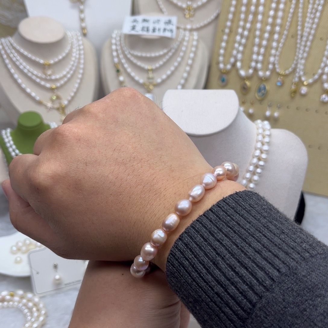 淡水珍珠未镶嵌项链粉紫8-18