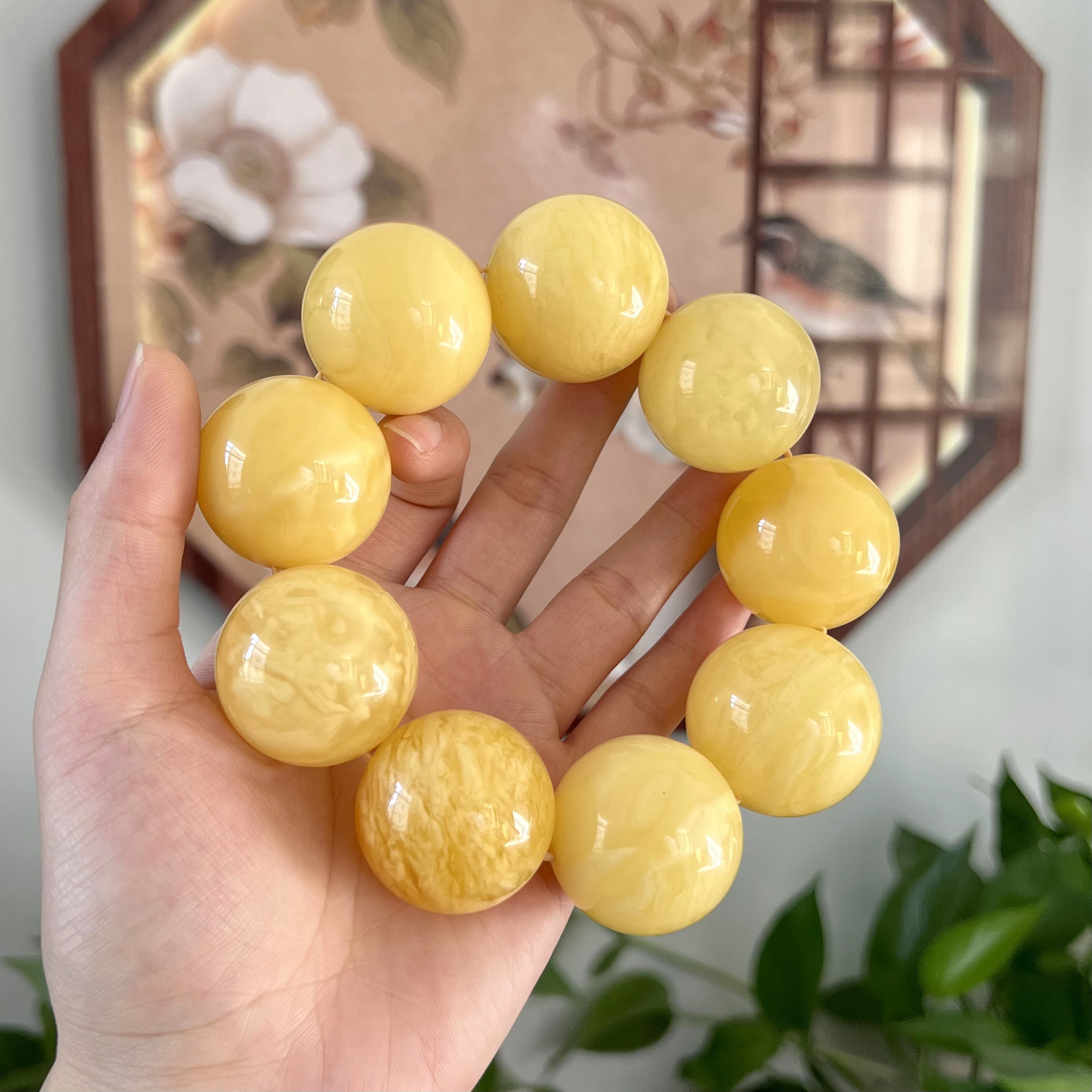 SM63天然俄罗斯蜜蜡手串蜜蜡男士大尺寸31mm多样性发其一