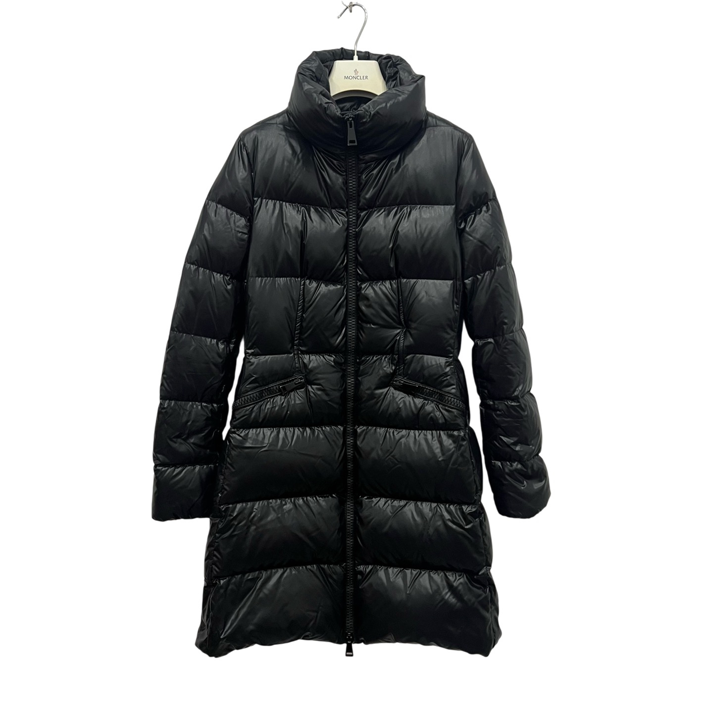 99新 MONCLER 黑色亮面羽绒服 2码/99新/公价13500