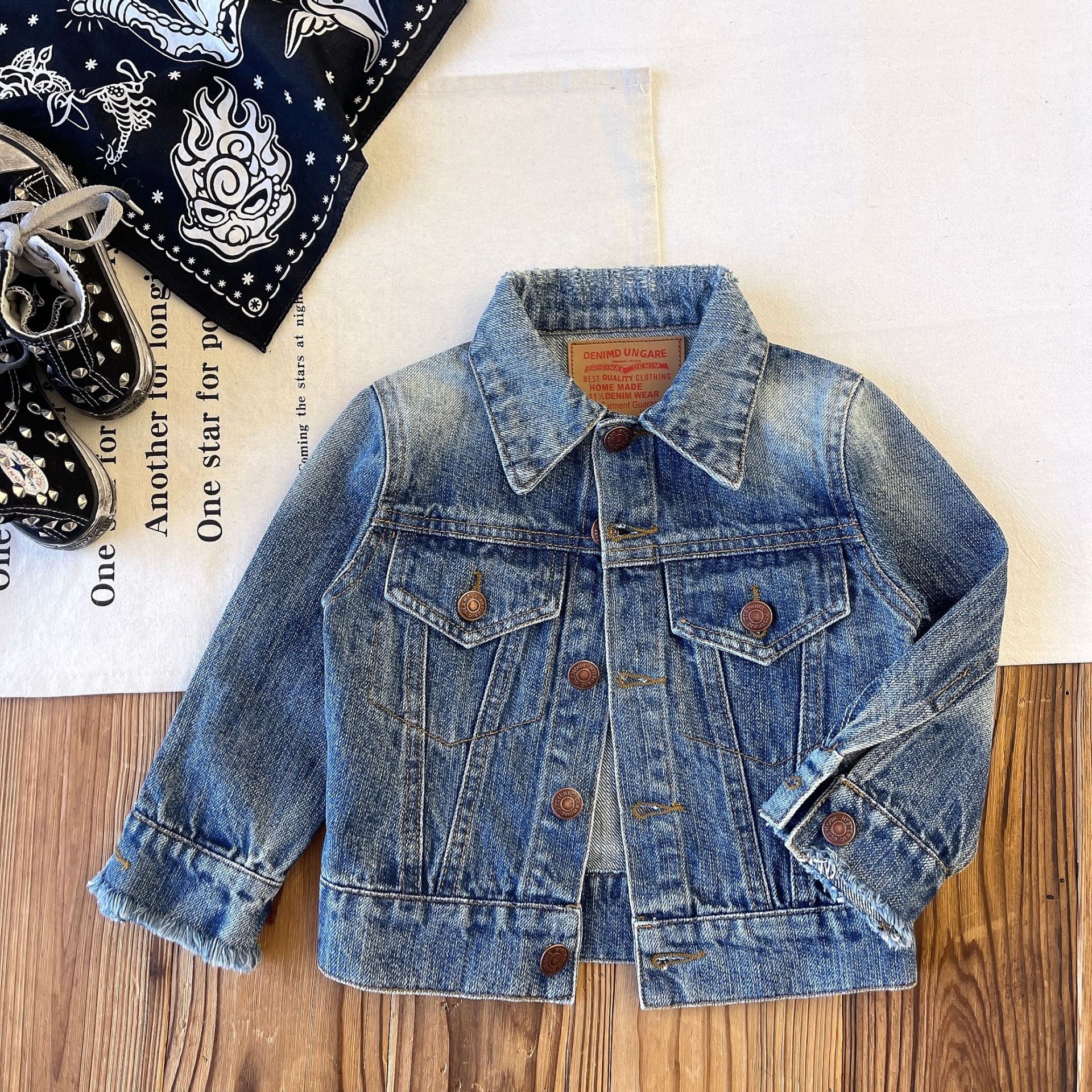 【现货】日系中古童装DD复古做旧儿童牛仔外套夹克上衣