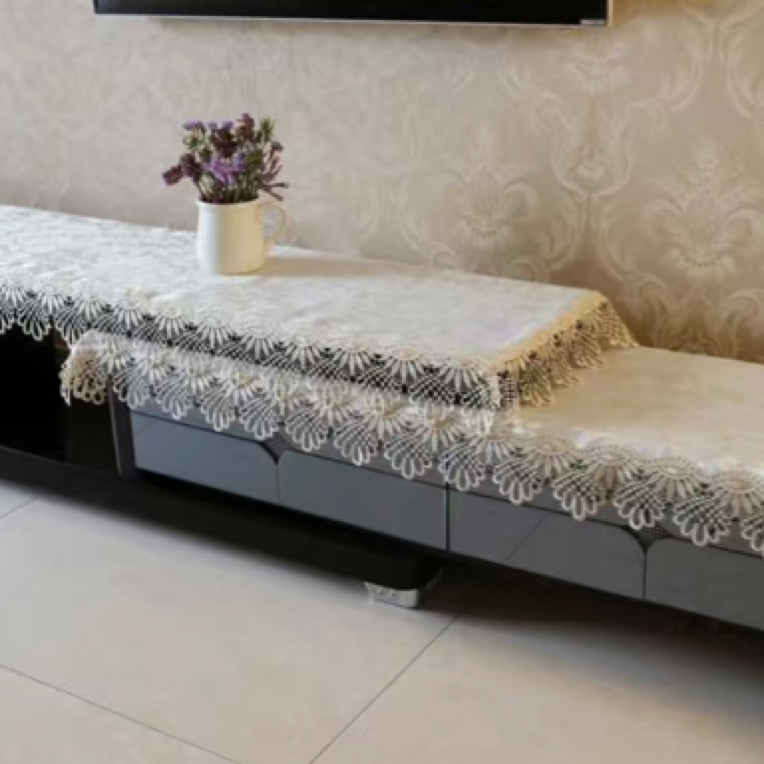 实木家具茶几电视柜桌布布艺长条蕾丝中国风简约电视机柜布盖布巾