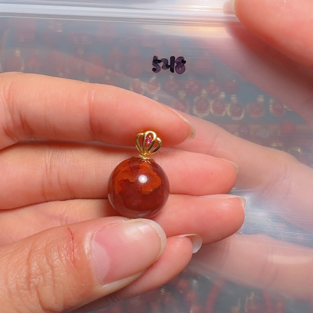 南红玛瑙南红14+18K金镶嵌