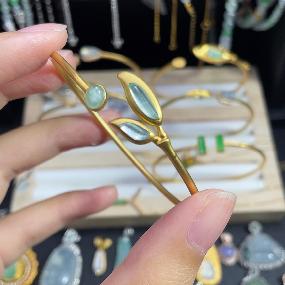 翡翠银S925镶嵌手镯