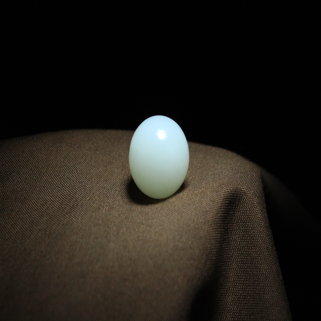 天然和田玉白玉15mm圆珠配珠 手串项链搭配 重量5.14g