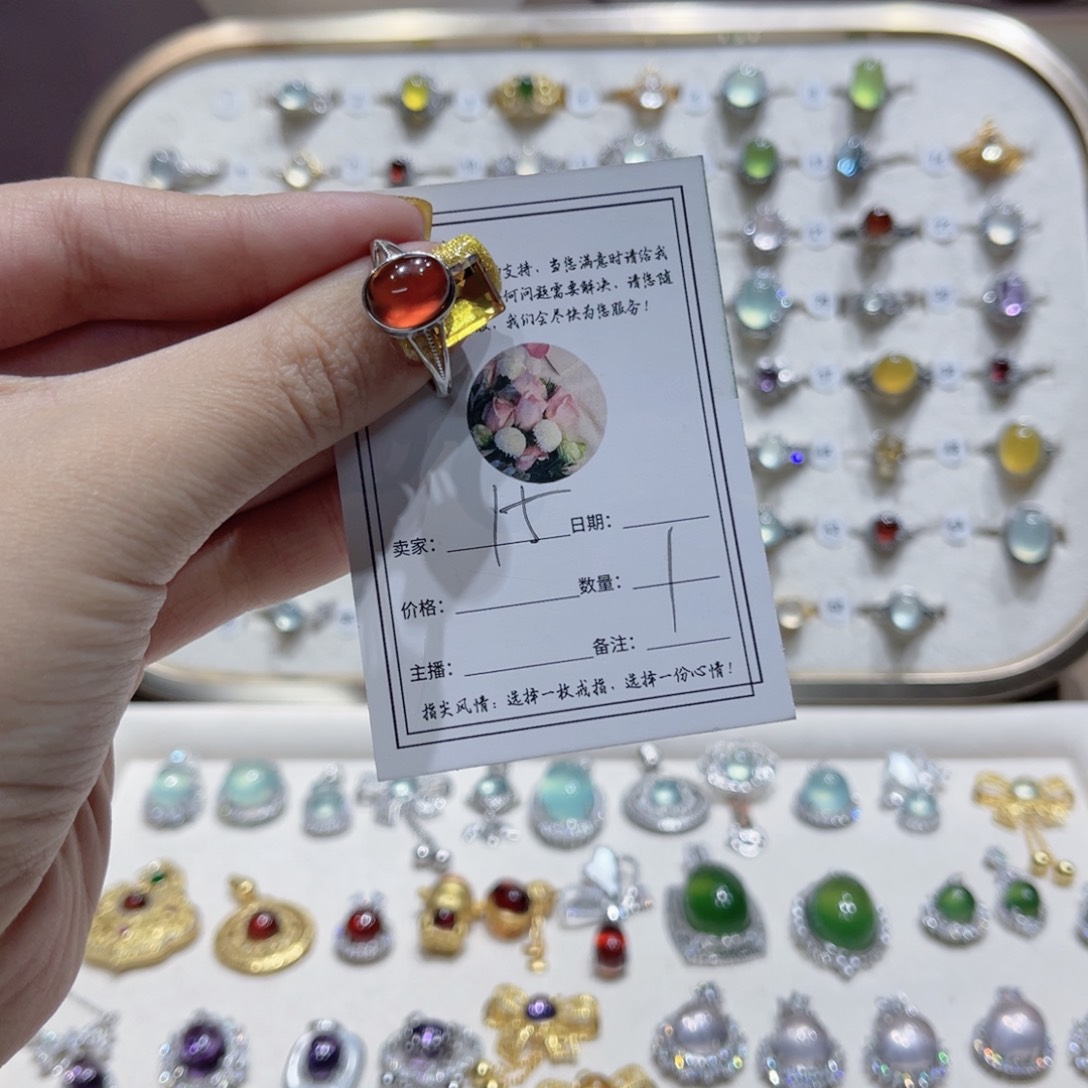 岫玉戒指银S925镶嵌戒指