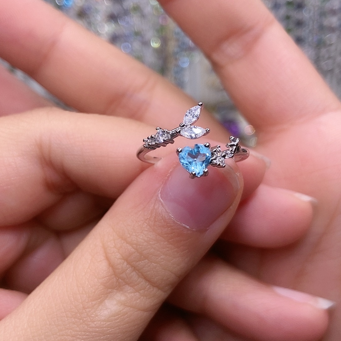 托帕石戒指银S925镶嵌