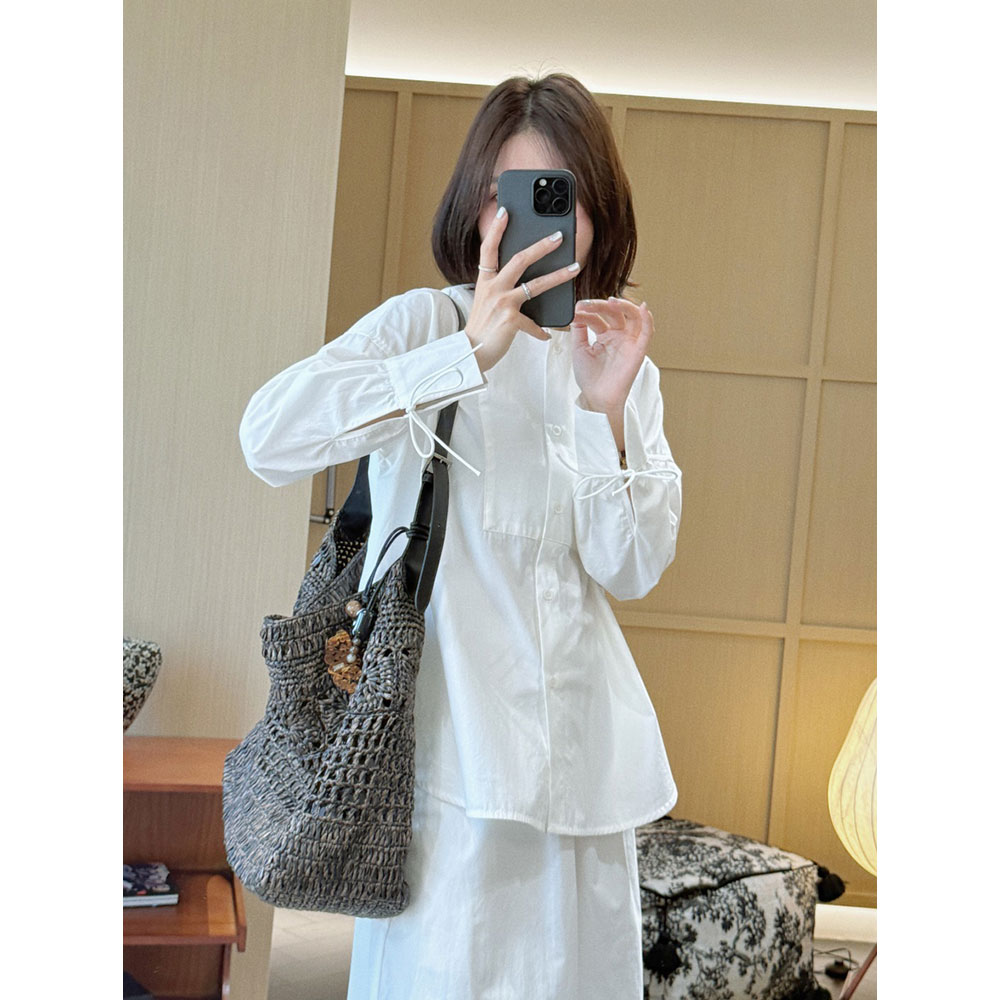 【MGDM】40支澳棉圆领宽松百搭衬衫女2025春DDJ24515